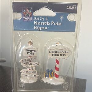 Carole Towne  North Pole Sign Set with Red and White Details  - New